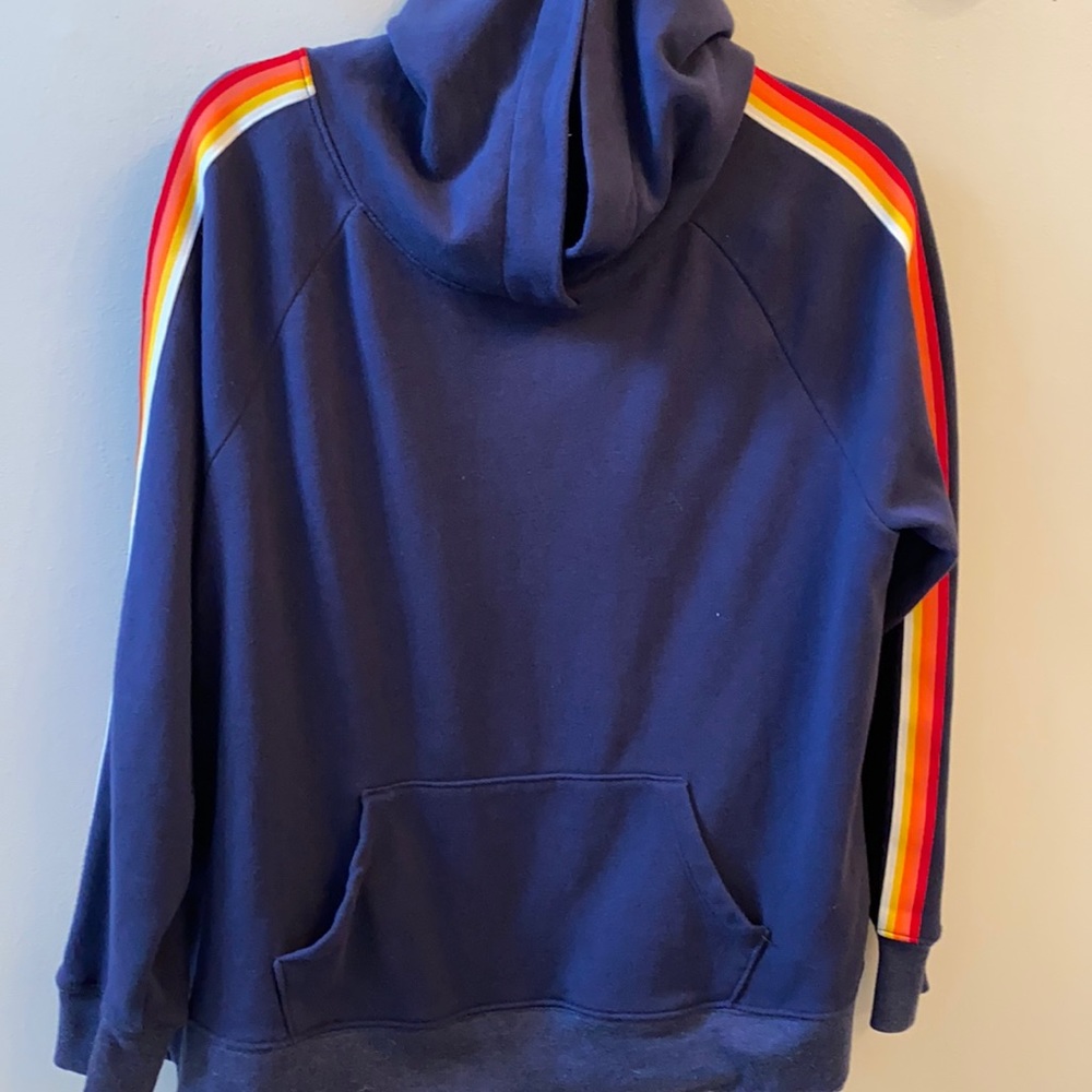 Old Navy Navy Hoodie with Rainbow Shoulder Stripes